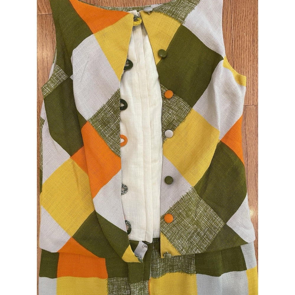 Vintage‎ 1960's Pixie Mod Shift Dress Bold Check Plaid Sleeveless Gogo Women's 7 - Picture 15 of 16
